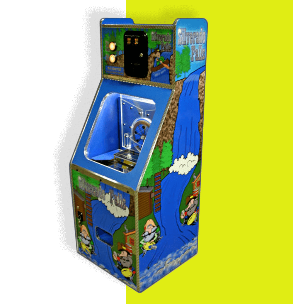 image of a blue, standing Polycade machine